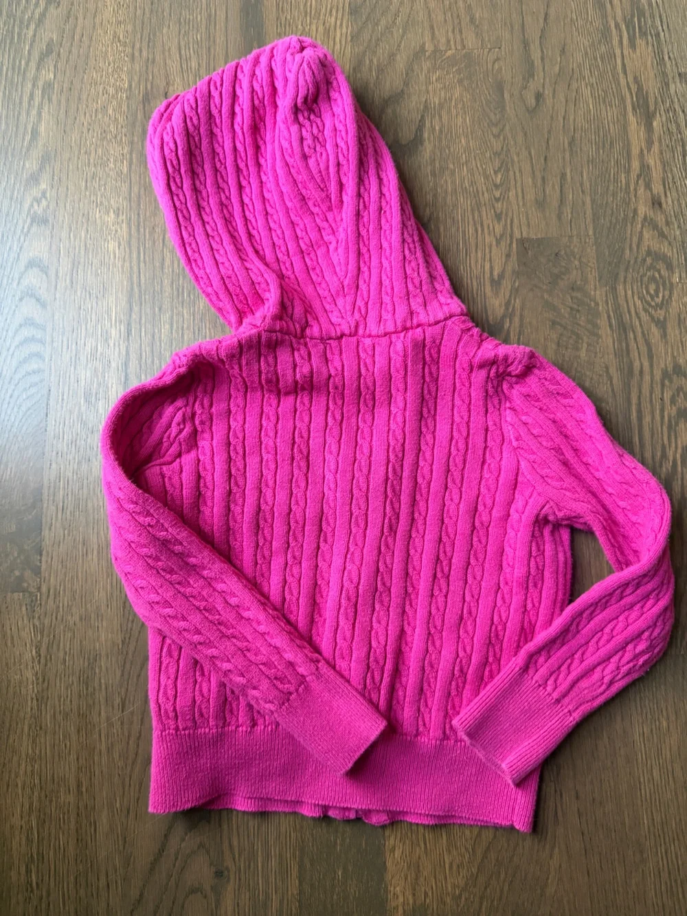 Polo Ralph Lauren Kids Hot Pink Cable Knit Zip Hoodie Sweater